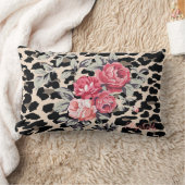 可愛いモダン花オンヒョウ柄パーソナライズされた- ランバークッション (ブランケット)