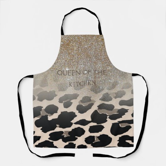 可愛いモダン花柄のヒョウ エプロン (正面)