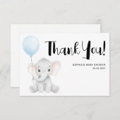 可愛いモダン象の赤ちゃんシャワー サンキューカード (正面/裏面)
