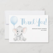 可愛いモダン象ソフトブルー赤ちゃんシャワー サンキューカード (正面)