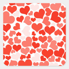 可愛いモダン赤いハート スクエアシール