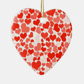 可愛いモダン赤いハート セラミックオーナメント (右)