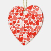 可愛いモダン赤いハート セラミックオーナメント (左)
