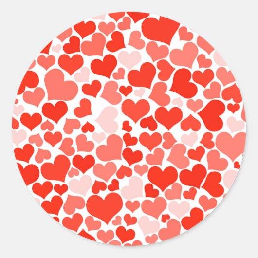可愛いモダン赤いハート ラウンドシール (正面)