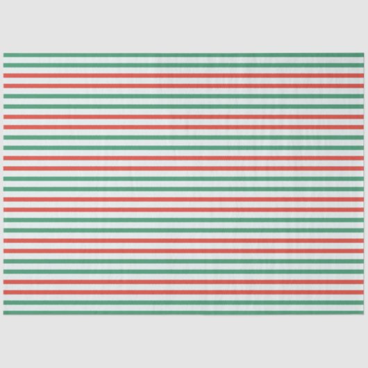 可愛いモダン赤い緑のクリスマスストライプに 薄葉紙 (正面)