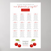 可愛いモダン赤かわいらしさくらんぼおもしろい表チャートシート ポスター (正面)