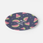 可愛いモダン青い緑の水色のスイカの果実 ペーパープレート (アングル)