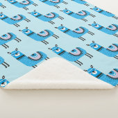 可愛いモダン青ラマ柄 シェルパブランケット (3/4)