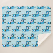 可愛いモダン青ラマ柄 シェルパブランケット (正面(横))