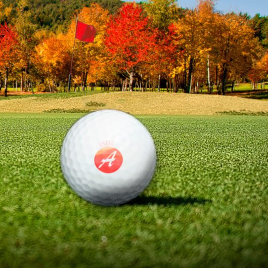 可愛いモノグラムのイニシャルAオレンジ色の珊瑚 ゴルフボール