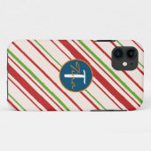 可愛いモノグラムのストライプの赤と緑の脚本 Case-Mate iPhoneケース (裏面(横))