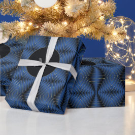 可愛いモノグラムの六角パタンネイビークリスマス ラッピングペーパー