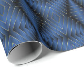 可愛いモノグラムの六角パタンネイビークリスマス ラッピングペーパー (ロールコーナー)