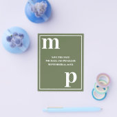 可愛いモノグラムオリーブ緑の予算の日付を保存 チラシ (シングル)