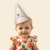 可愛いモモの1歳の誕生日 水彩ストライプ パーティーハット