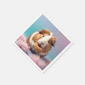 可愛いモルモットとドナッツパステルグラデーション スタンダードカクテルナプキン (角)