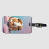 可愛いモルモットとドナッツパステルグラデーション ラゲッジタグ (正面横)