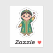 可愛いモロッコ風カフタン 伝統的な緑のドレス シール (シート)