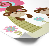 可愛いモンキーガールポスター/バナー ポスター (角)