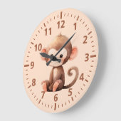 可愛いモンキーブラウンピーチ ラージ壁時計 (傾斜)