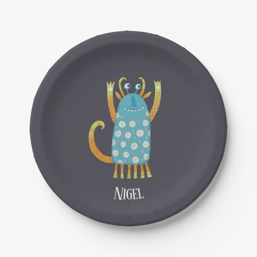 可愛いモンスタパーソナライズされたー ペーパープレート (正面)