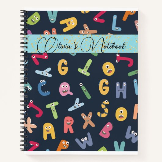 可愛いモンスターアルファベット ノートブック (正面)
