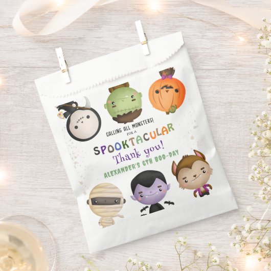 可愛いモンスターキッズコスチュームハロウィーン誕生日パーティー フェイバーバッグ (クリップ留めされた状態)