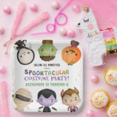 可愛いモンスターキッズコスチュームハロウィーン誕生日パーティー ペーパープレート (パーティー)