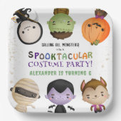 可愛いモンスターキッズコスチュームハロウィーン誕生日パーティー ペーパープレート (正面)