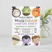 可愛いモンスターキッズコスチュームハロウィーン誕生日パーティー 招待状 (スタンド正面)