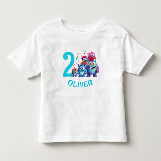 可愛いモンスターズ誕生日ネームボーイ幼児Tシャツ トドラーTシャツ (正面)