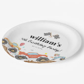 可愛いモンスタートラックバッシュカーレースフラグ誕生日 ペーパープレート (アングル)