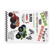 可愛いモンスタートラック子供の誕生日フレキシブルカード マグネット (横)