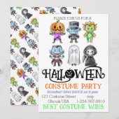 可愛いモンスターハロウィンコスチュームパーティー 招待状 (正面/裏面)