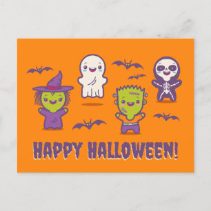 可愛いモンスターハロウィーンカード シーズンポストカード