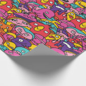 可愛いモンスターパターンラッピング紙 ラッピングペーパー (角)