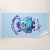 可愛いモンスターパープルパーソナライズされたホーン ビーチタオル (正面)