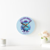 可愛いモンスターパープルパーソナライズされたホーン ラウンド壁時計 (ホーム)