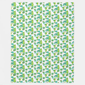 可愛いモンスターママと子供 フリースブランケット