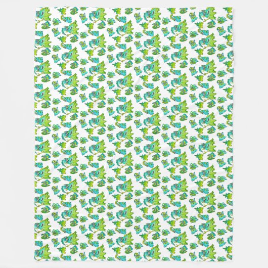 可愛いモンスターママと子供 フリースブランケット (正面)