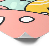 可愛いモンスター集団ボホのシームレスパターンスタイル ポスター (角)
