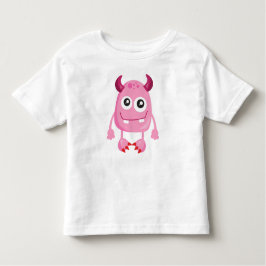可愛いモンスター、ピンクのモンスター、モンスタおもしろいー、ホーン トドラーTシャツ