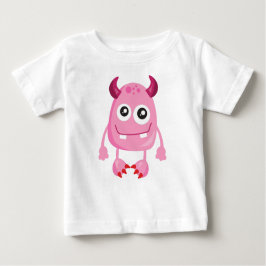 可愛いモンスター、ピンクのモンスター、モンスタおもしろいー、ホーン ベビーTシャツ
