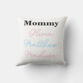可愛いモーミーピンクブルーキッズネームタイポグラフィ クッション (裏面)