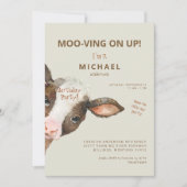 可愛いモー恋をする男の子の誕生日パーティーの招待状 招待状 (正面)