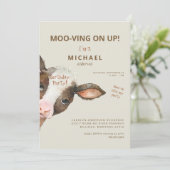 可愛いモー恋をする男の子の誕生日パーティーの招待状 招待状 (スタンド正面)