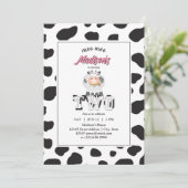 可愛いモー私は2牛のプリントファーム誕生日写真 招待状 (スタンド正面)