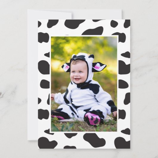 可愛いモー私は2牛のプリントファーム誕生日写真 招待状 (裏面)