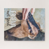 可愛いヤギのビーガンではなく友人の写真 ジグソーパズル (横)