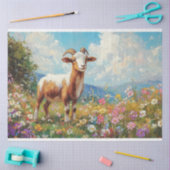 可愛いヤギカラフルヤギ牧草地デコページ 薄葉紙 (クラフト)